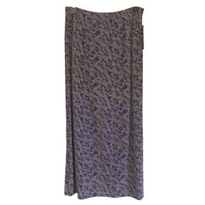 Vtg 90s Y2K Impressions Maxi Skirt Metallic Geometric Nylon Stretch Retro Medium